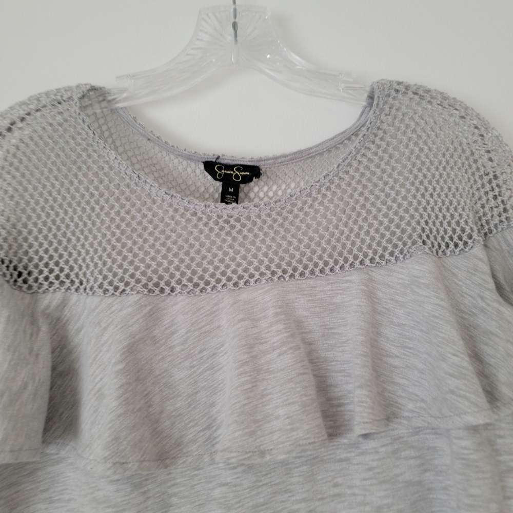 Jessica Simpson Light Gray Ruffled Sweatshirt - Picture 2 of 6